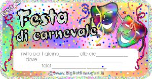 Biglietto invito per festa in maschera