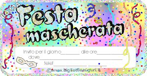 Una festa mascherata, invito di Carnevale