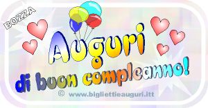 biglietti compleanno, auguri con palloncini e cuori