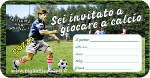 Biglietto invito a giocare partita di calcio