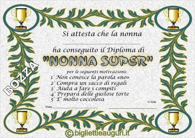 Attestato di merito nonna super