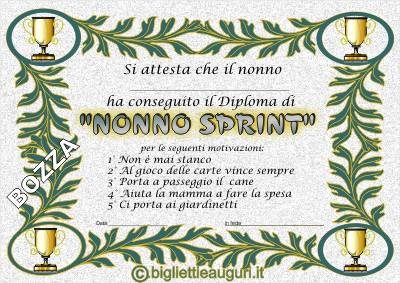 Diploma attestato per il nonno e la nonna