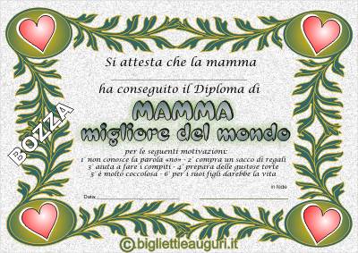 Diploma mamma migliore del mondo