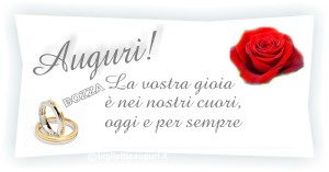 Biglietto auguri matrimonio e felice sposa