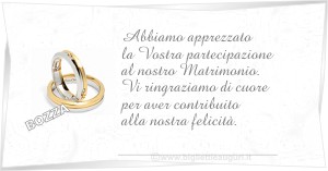 Ringraziamenti matrimonio da stampare