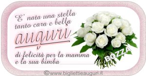 Quando nasce una bambina auguri con biglietto rosa